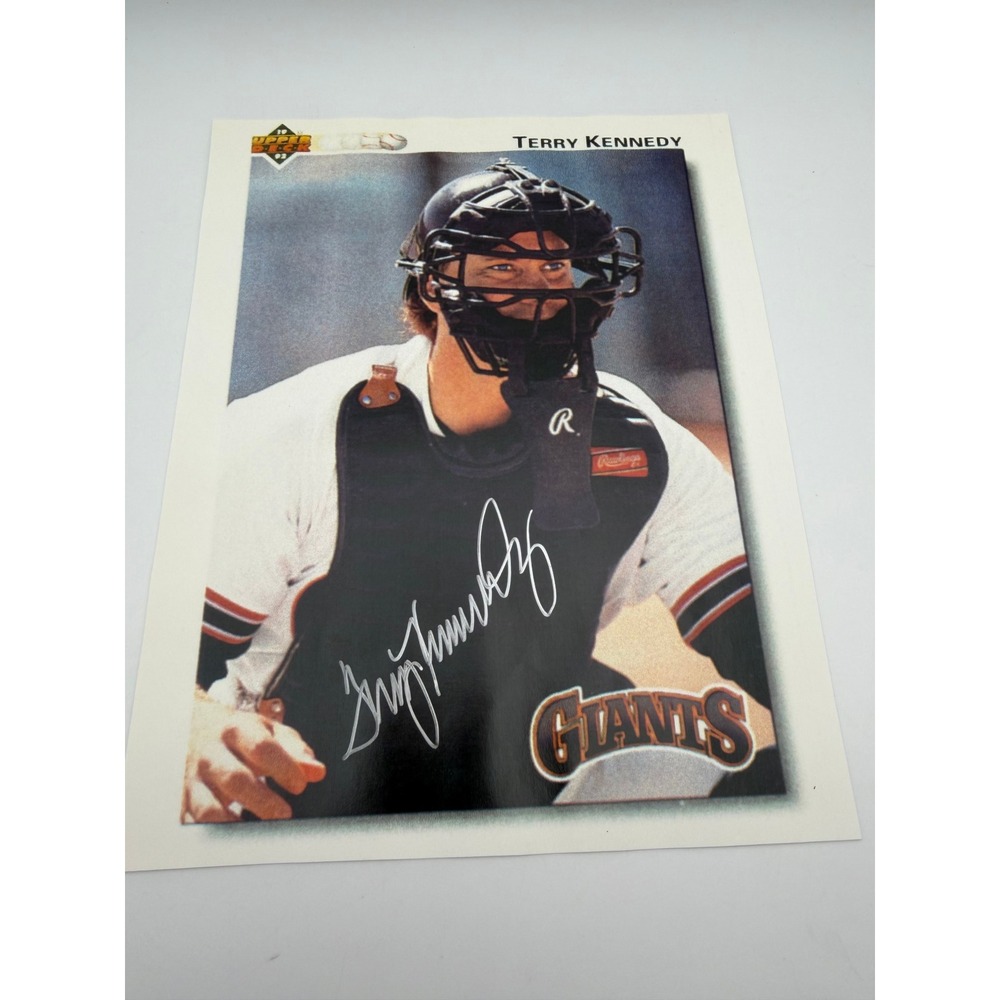 Upper Deck 1992 Terry Kennedy Signed Giants Baseball Card Oversized OL007